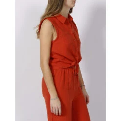 Chemise Sans Manche à Noeud Martine Orange Femme - Deeluxe 8 Chemise Sans Manche à Noeud Martine Orange Femme - Deeluxe -Vero Vetements Magasin chemise sans manche a noeud martine orange femme deeluxe 2