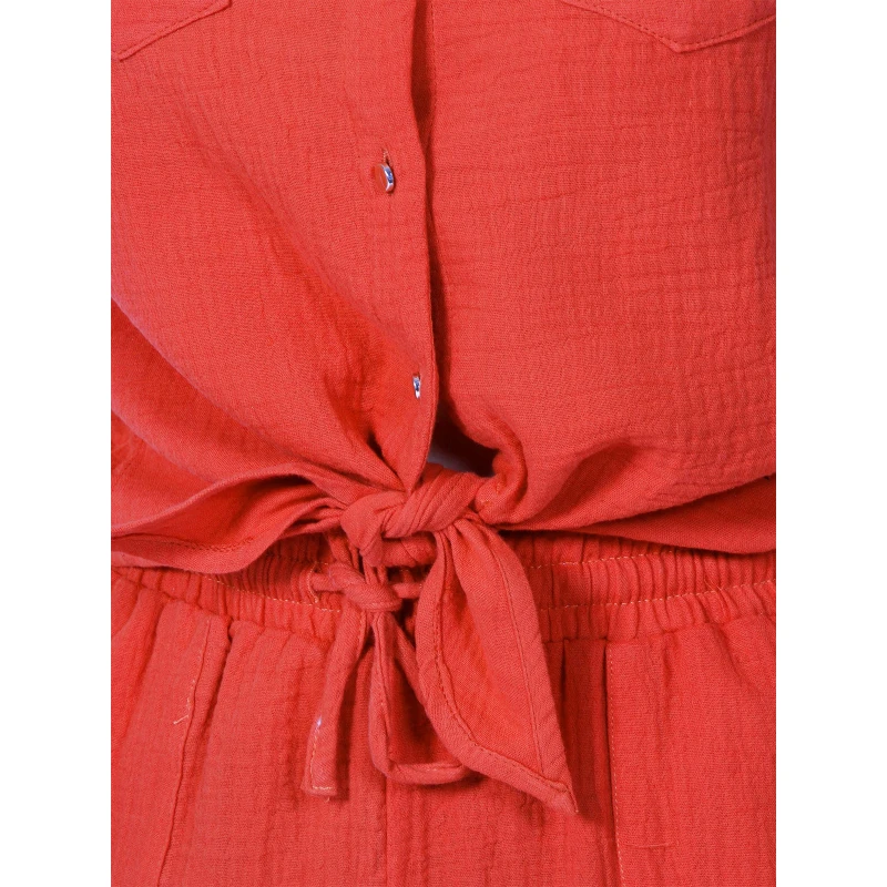 Chemise Sans Manche à Noeud Martine Orange Femme - Deeluxe 6 Chemise Sans Manche à Noeud Martine Orange Femme - Deeluxe – Image 4