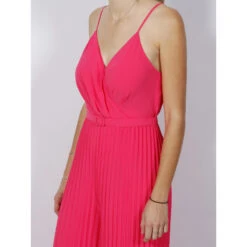 Combinaison Pantalon Plissée Cloé Rose Fluo Femme - Morgan -Vero Vetements Magasin combinaison pantalon plissee cloe rose fluo femme morgan 3