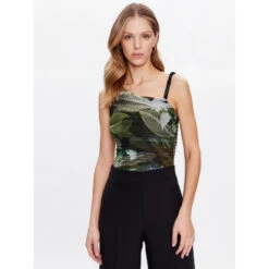 Débardeur Asymétrique Shirred Dinah Kaki Femme - Guess