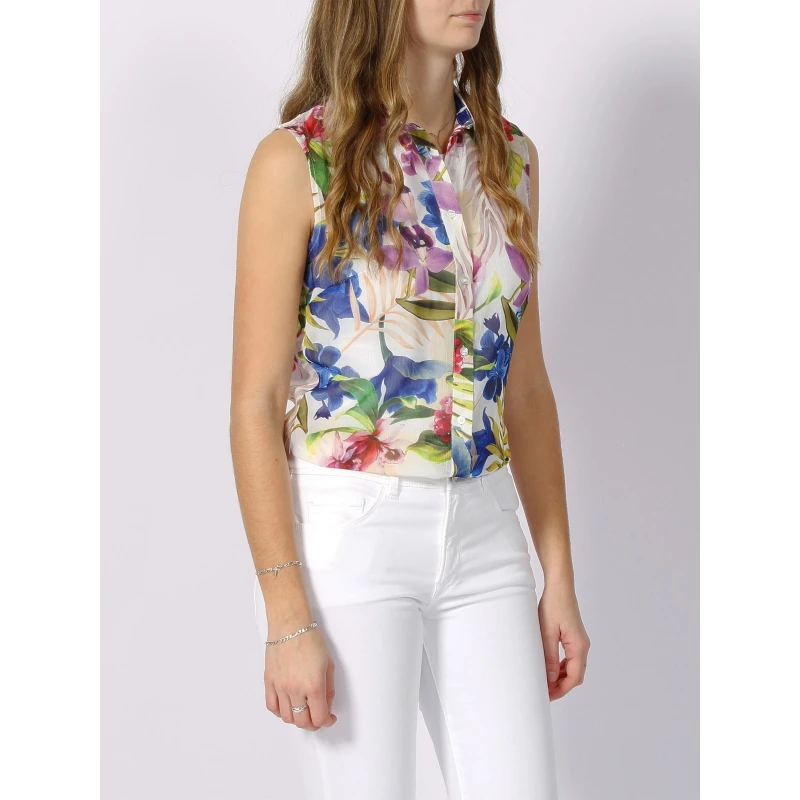 Débardeur Chemisier Clouis Fleurs Multicolore Femme - Guess 3 Débardeur Chemisier Clouis Fleurs Multicolore Femme - Guess