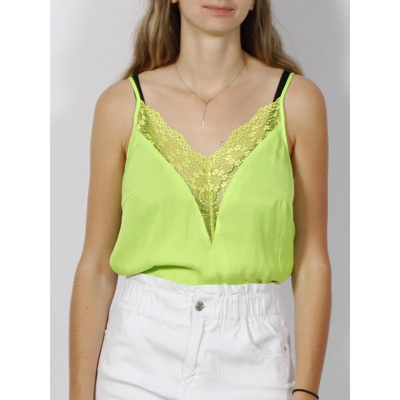 Débardeur Col V Dentelle Opam Vert Femme - Morgan 3 Débardeur Col V Dentelle Opam Vert Femme - Morgan