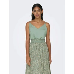 Débardeur Col V Festonné Debbie Vert Femme - Only