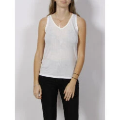 SUN VALLEY Débardeur Col V Pailleté Jizdra Blanc Femme - Sunvalley