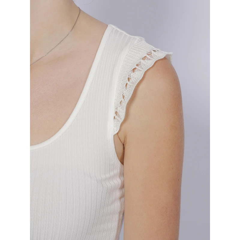 Débardeur Côtelé Manches Maille Blanc Femme - Salsa 6 Débardeur Côtelé Manches Maille Blanc Femme - Salsa – Image 4