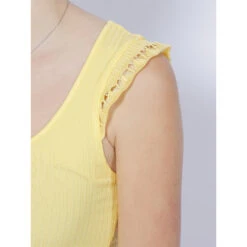 Débardeur Côtelé Manches Maille Jaune Femme - Salsa -Vero Vetements Magasin debardeur cotele manches maille jaune femme salsa 3