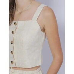 Débardeur Crop Pailleté Ryle Beige Femme - Vero Moda -Vero Vetements Magasin debardeur crop paillete ryle beige femme vero moda 3