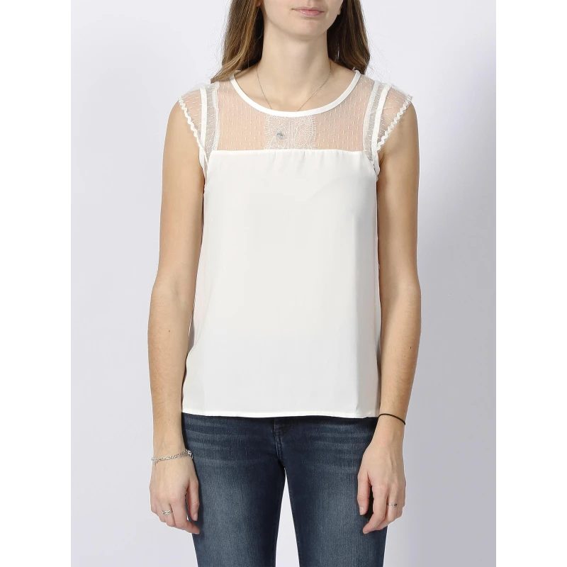Débardeur Dentelles Sue Blanc Femme - Deeluxe 3 Débardeur Dentelles Sue Blanc Femme - Deeluxe