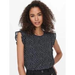 Débardeur Imprimés Volant Ann Star Bleu Marine Femme - Only -Vero Vetements Magasin debardeur imprimes volant ann star bleu marine femme only 3