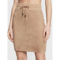 Jupe Droite En Suédine Tamara Beige Femme - Guess