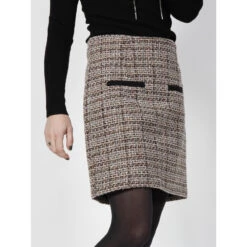 Jupe Droite Taille Haute Multico Rose Femme - Morgan -Vero Vetements Magasin jupe droite taille haute multico rose femme morgan 2