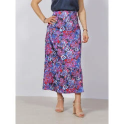 Jupe Midi à Fleurs Satin Mayra Multicolore Femme - Only