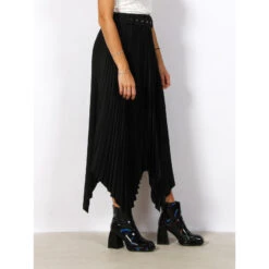 Jupe Plissée Asymétique Gaia Ceinture Noir Femme - Guess -Vero Vetements Magasin jupe plissee asymetique gaia ceinture noir femme guess 2