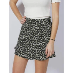 Jupe Short Ă Fleurs Roseli Noir Femme - Tiffosi