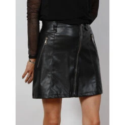 Jupe Simili Cuir Derek Noir Femme - Tiffosi