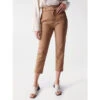Pantalon Chino Cropped Slim Taille Haute Marron Femme - Salsa -Vero Vetements Magasin pantalon chino cropped slim taille haute marron femme salsa