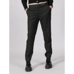Pantalon Cigarette à Rayure Polka Noir Femme - Morgan