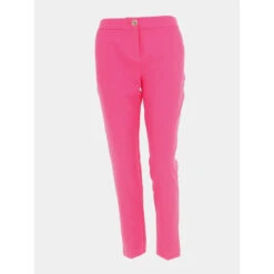 Pantalon Droit Cris Rose Fluo Femme - Morgan