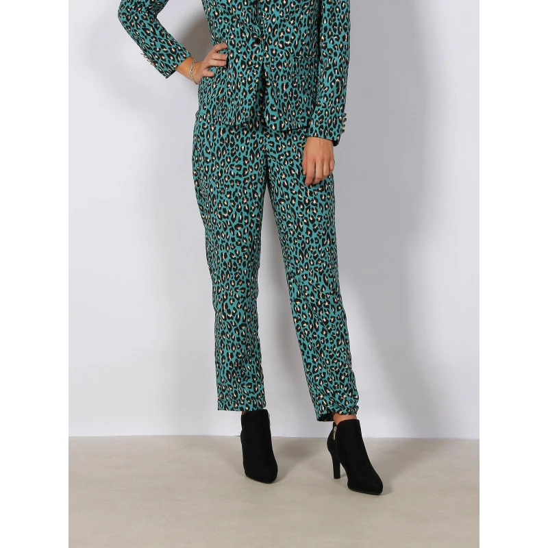 Pantalon Droit Fluide Léopard Dodo Vert Femme - Vero Moda 3 Pantalon Droit Fluide Léopard Dodo Vert Femme - Vero Moda