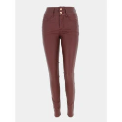 Pantalon Enduit Skinny Double Up 346 Bordeau Femme - Tiffosi