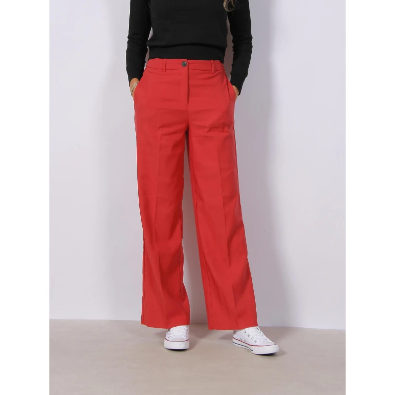 Pantalon Fluide Large Ciffany Rouge Femme - Vero Moda 3 Pantalon Fluide Large Ciffany Rouge Femme - Vero Moda