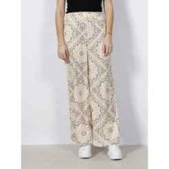 Pantalon Imprimés Fluide Large Rina Beige Femme - Vero Moda