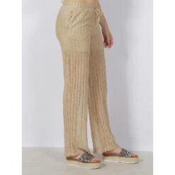 Pantalon Large Ajouré Dicte Beige Femme - Vero Moda -Vero Vetements Magasin pantalon large ajoure dicte beige femme vero moda 2