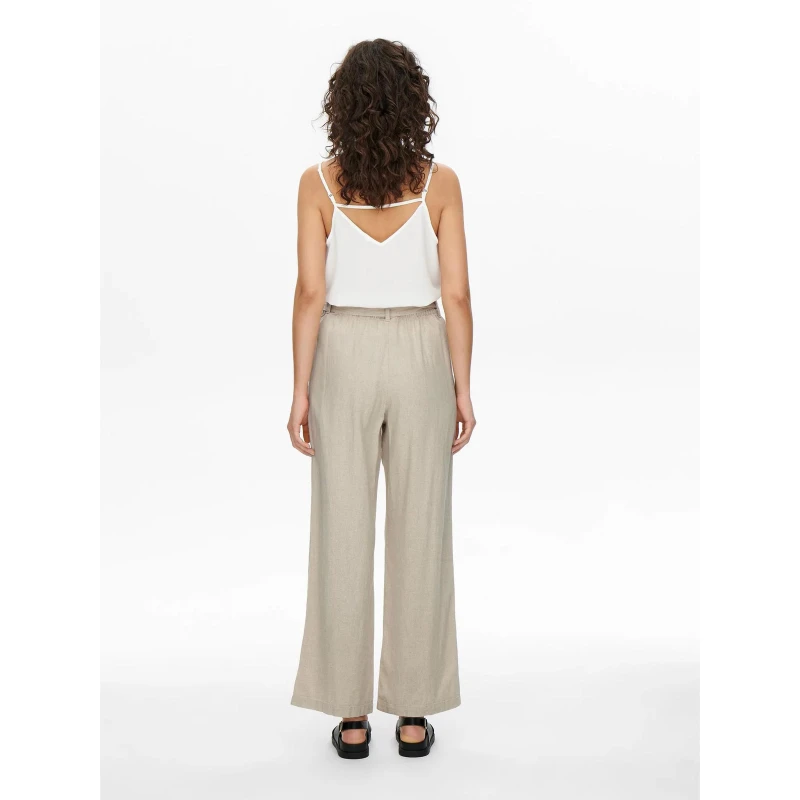 Pantalon Large En Lin Say Beige Femme - Jacqueline De Yong 4 Pantalon Large En Lin Say Beige Femme - Jacqueline De Yong – Image 2