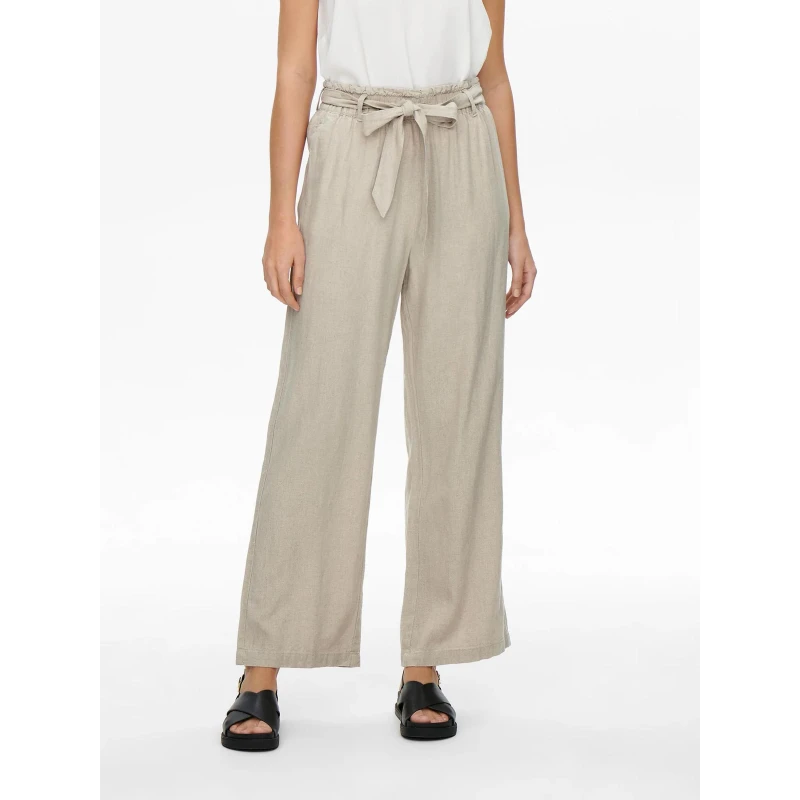 Pantalon Large En Lin Say Beige Femme - Jacqueline De Yong 3 Pantalon Large En Lin Say Beige Femme - Jacqueline De Yong
