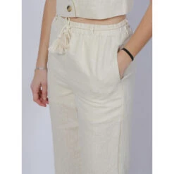 Pantalon Lin Large Pailleté Ryle Beige Femme - Vero Moda 9 Pantalon Lin Large Pailleté Ryle Beige Femme - Vero Moda -Vero Vetements Magasin pantalon lin large paillete ryle beige femme vero moda 3