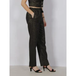 Pantalon Lin Large Pailleté Ryle Noir Vert Femme - Vero Moda -Vero Vetements Magasin pantalon lin large paillete ryle noir vert femme vero moda 2