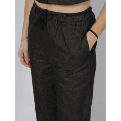 Pantalon Lin Large Pailleté Ryle Noir Vert Femme - Vero Moda -Vero Vetements Magasin pantalon lin large paillete ryle noir vert femme vero moda 3