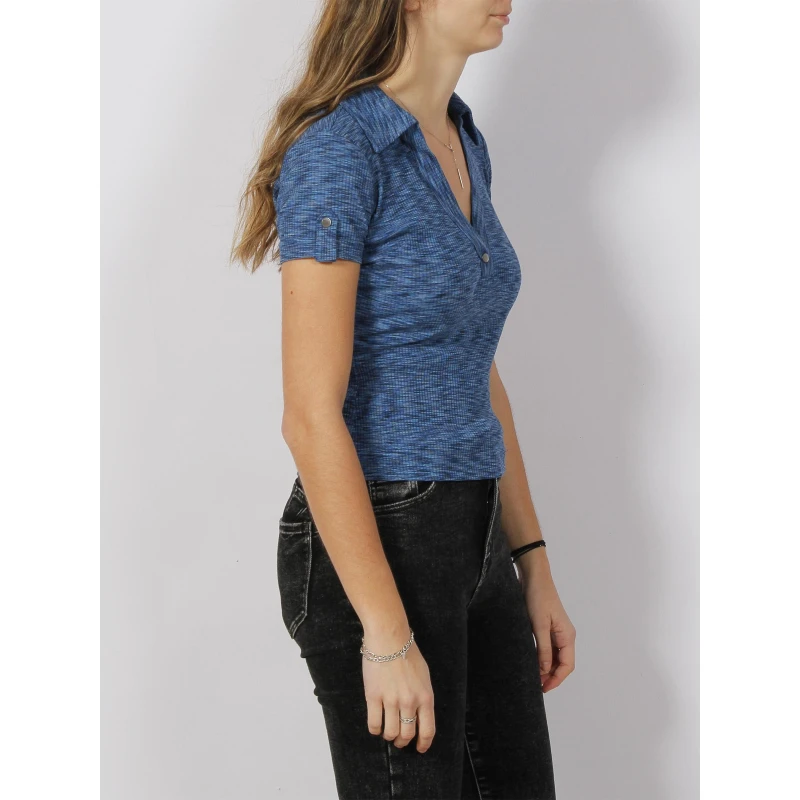 Polo Côtelé Latifah Bleu Chiné Femme - Guess 5 Polo Côtelé Latifah Bleu Chiné Femme - Guess – Image 3