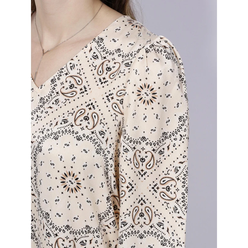 Robe Ample Imprimés Rina Beige Femme - Vero Moda 6 Robe Ample Imprimés Rina Beige Femme - Vero Moda – Image 4