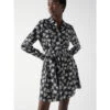 Robe Chemise Ceinture Feuillage Blanc Noir Femme - Salsa 2 Robe Chemise Ceinture Feuillage Blanc Noir Femme - Salsa -Vero Vetements Magasin robe chemise ceinture feuillage blanc noir femme salsa