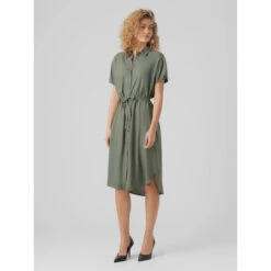 Robe Chemise Mi-longue Bumpy Kaki Femme - Vero Moda 8 Robe Chemise Mi-longue Bumpy Kaki Femme - Vero Moda -Vero Vetements Magasin robe chemise mi longue bumpy kaki femme vero moda 2