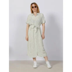 Robe Chemise Mi-longue Menny Vert Femme - Vero Moda