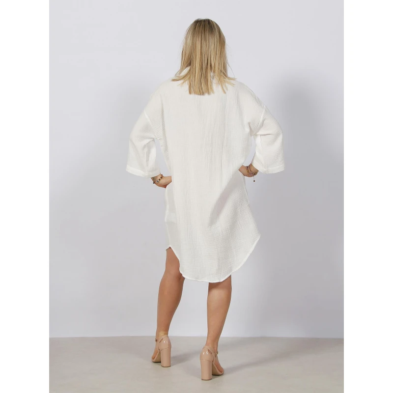 Robe Chemise Natali Oversize Blanc Femme - Vero Moda 4 Robe Chemise Natali Oversize Blanc Femme - Vero Moda – Image 2