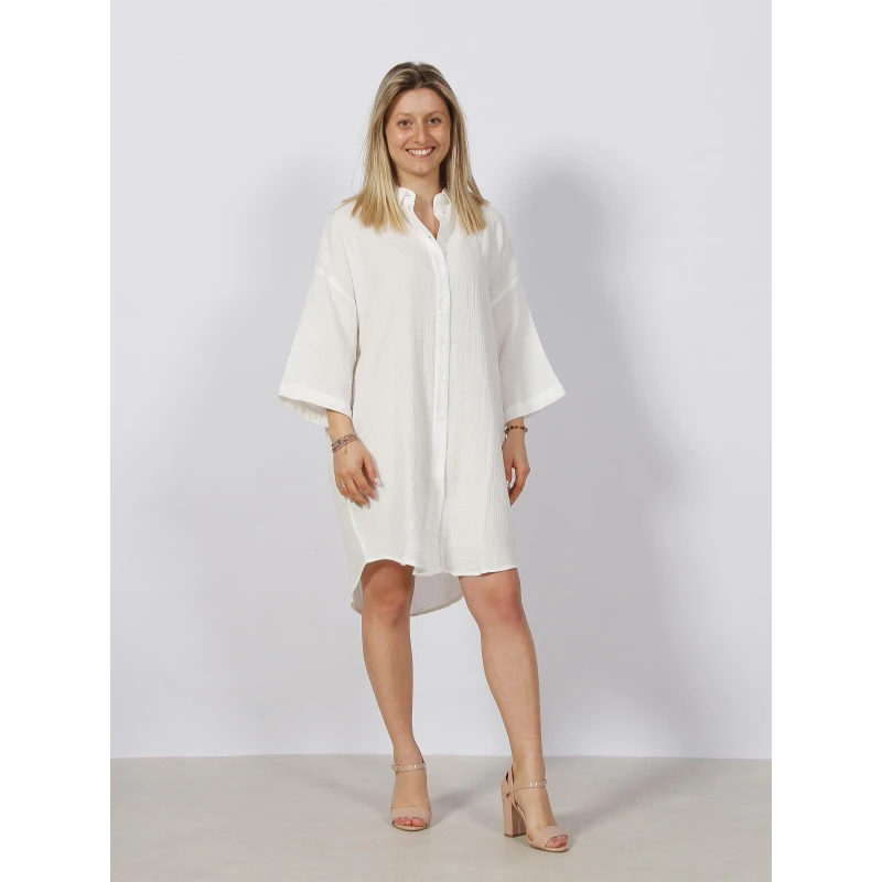 Robe Chemise Natali Oversize Blanc Femme - Vero Moda 3 Robe Chemise Natali Oversize Blanc Femme - Vero Moda
