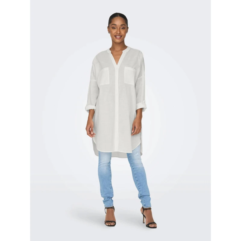 Robe Chemise Oversize Apeldoorn Blanc Femme - Only 5 Robe Chemise Oversize Apeldoorn Blanc Femme - Only – Image 3