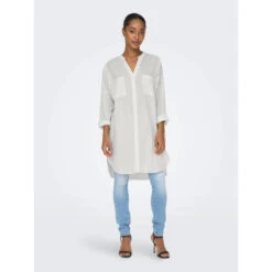Robe Chemise Oversize Apeldoorn Blanc Femme - Only