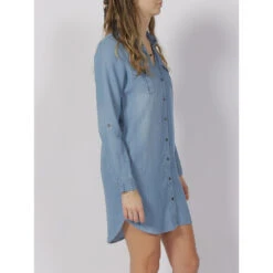 Vero Moda Robe Chemise Silla Bleu Femme - Véro Moda -Vero Vetements Magasin robe chemise silla bleu femme vero moda 2