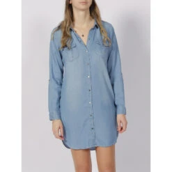 Vero Moda Robe Chemise Silla Bleu Femme - Véro Moda
