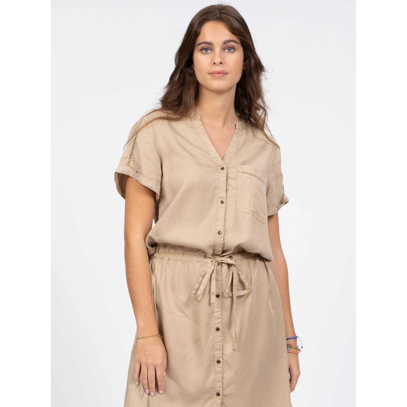 Robe Chemise Tyata Beige Femme - Sun Valley 5 Robe Chemise Tyata Beige Femme - Sun Valley – Image 3