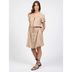 Robe Chemise Tyata Beige Femme - Sun Valley