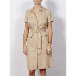 Robe Chemise Utility Tencel Beige Femme - Calvin Klein