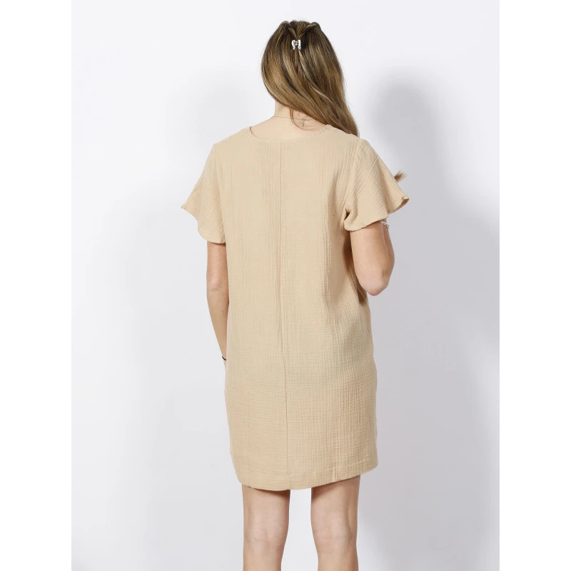 Robe Courte Droite Natali Beige Femme - Vero Moda 4 Robe Courte Droite Natali Beige Femme - Vero Moda – Image 2