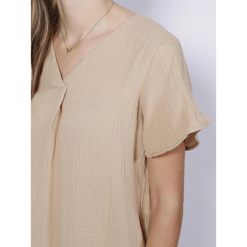 Robe Courte Droite Natali Beige Femme - Vero Moda 6 Robe Courte Droite Natali Beige Femme - Vero Moda – Image 4