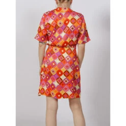 Robe Courte Imprimés Geometric Multicolore Femme - Salsa -Vero Vetements Magasin robe courte imprimes geometric multicolore femme salsa 1