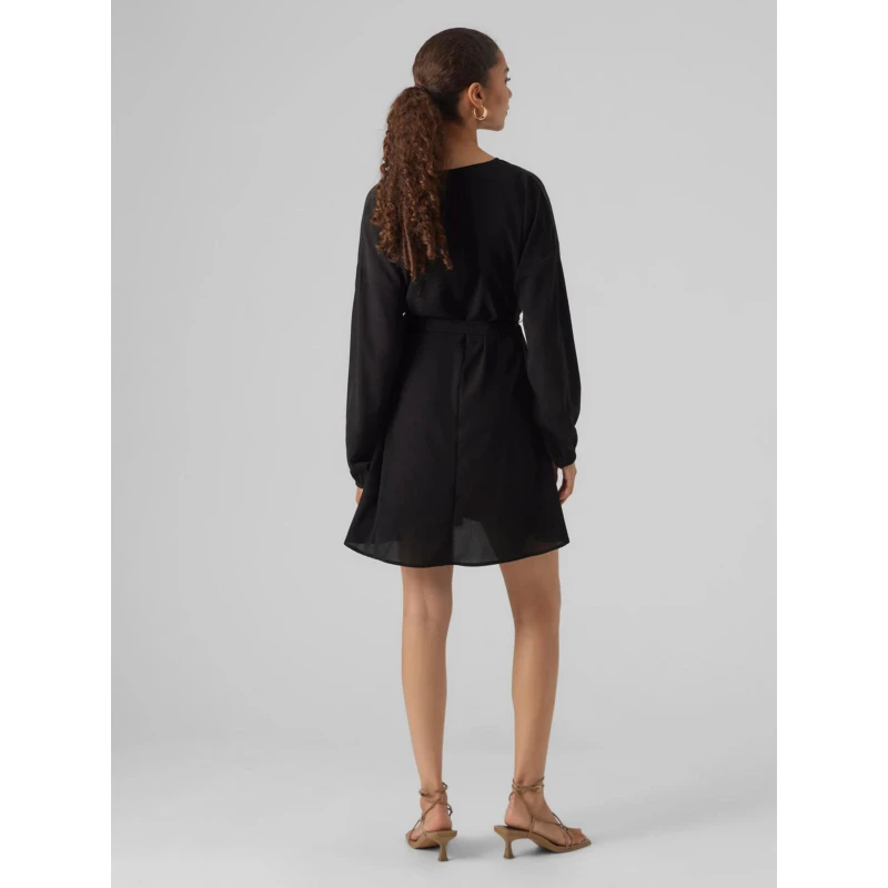 Robe Courte Naja Ruban Uni Noir Femme - Vero Moda 4 Robe Courte Naja Ruban Uni Noir Femme - Vero Moda – Image 2